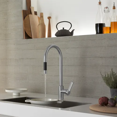 TARA ULTRA Einhebelmischer Pull-down mit Brausefunktion - Platin gebürstet - 33 870 875-06