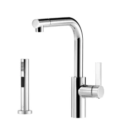 ELIO Single-lever mixer with rinsing spray set - Brushed Chrome - Set containing 2 articles