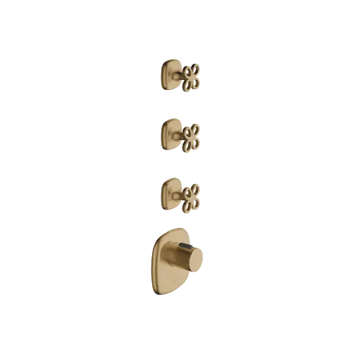 COYA xTOOL Thermostatmodul mit 3 Ventilen - Dark Brass gebürstet (PVD) - Set aus 4 Artikeln