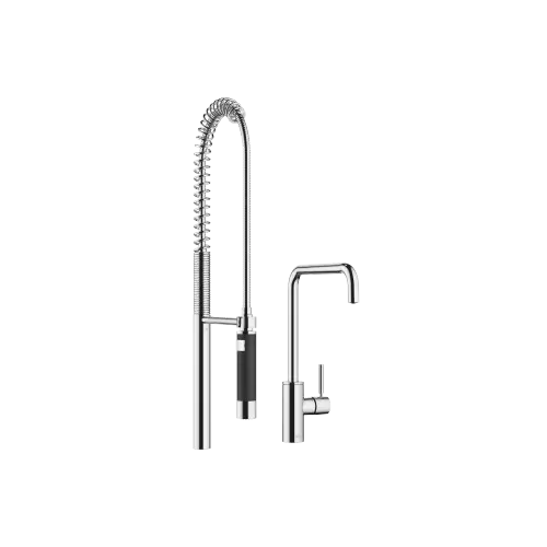 META SQUARE Single-lever mixer with Profi spray set - Chrome - Set containing 2 articles