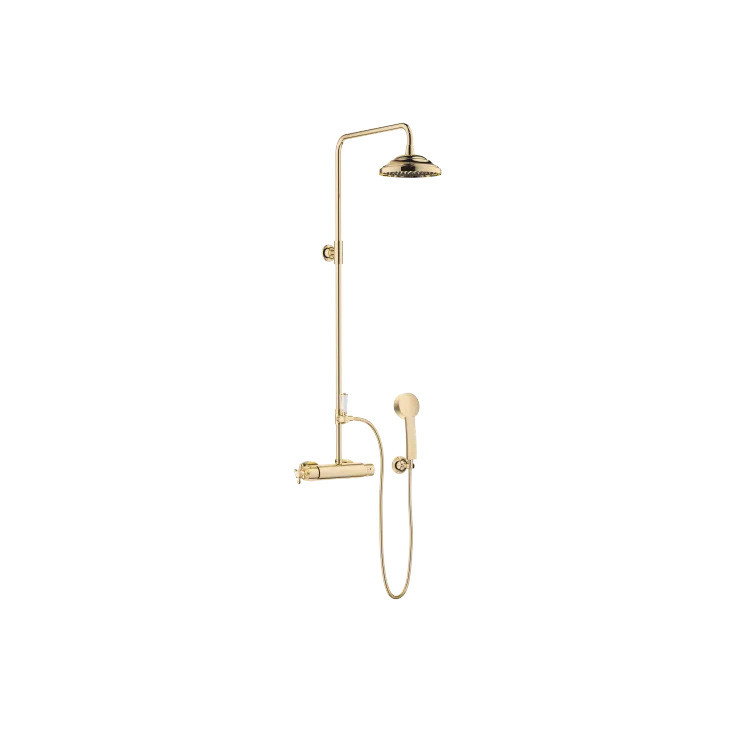 MADISON Showerpipe with shower thermostat - Durabrass (23kt Gold) - Set containing 3 articles