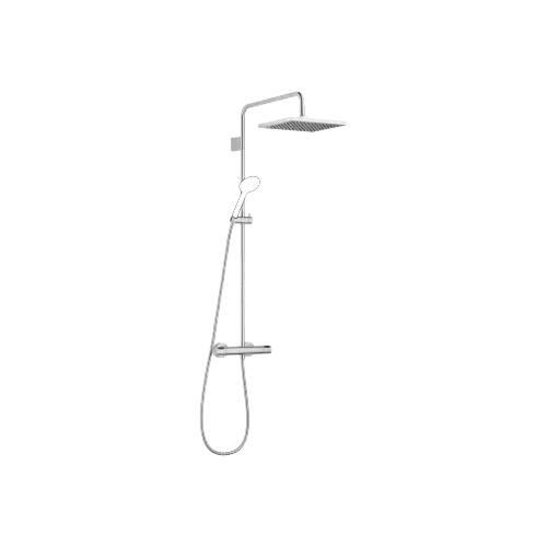 Showerpipe with shower thermostat without hand shower FlowReduce 300 x 240 mm - Brushed Chrome - 34 463 980-93