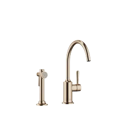 VAIA Single-lever mixer with rinsing spray set - Brushed Champagne (22kt Gold) - Set containing 2 articles