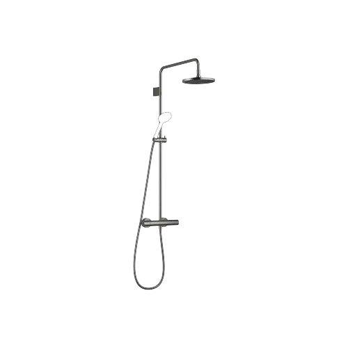 Showerpipe with shower thermostat without hand shower FlowReduce 220 mm - Dark Chrome - 34 464 979-19 0070