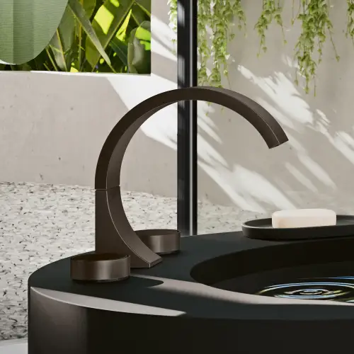CYO Monomando de bañera en columna para montaje exento con juego de ducha de mano - Dark Chrome - 25 863 811-19
