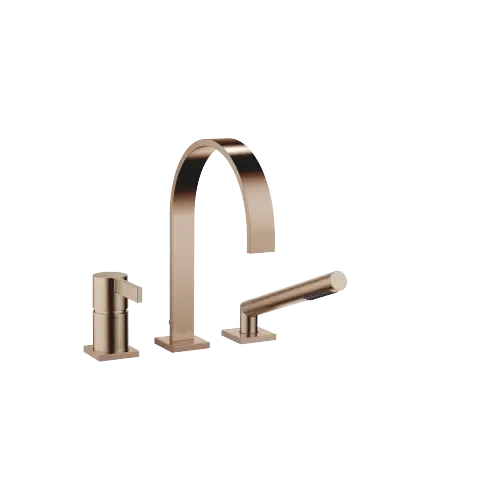 MEM Three-hole single-lever bath mixer for bath rim or tile edge installation - Brushed Bronze (PVD) - 27 412 782-42