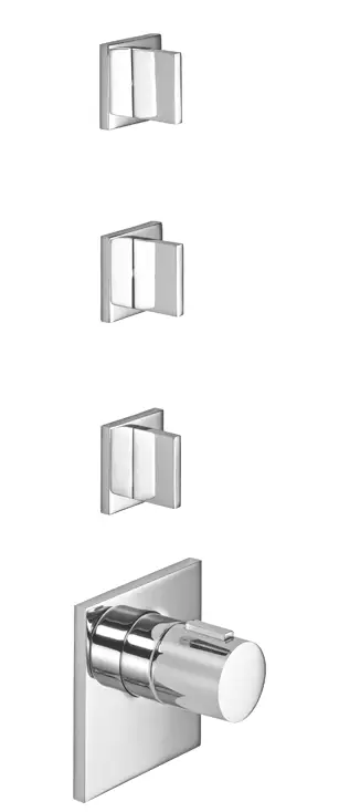 MEM xTOOL Module thermostatique avec 3 robinets à encastrer - Dark Chrome - Set contenant 4 articles