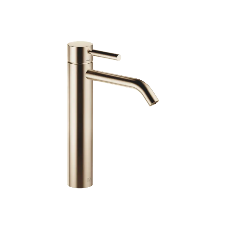 META Single-lever basin mixer with raised base without pop-up waste - Brushed Light Gold - 33 539 660-27