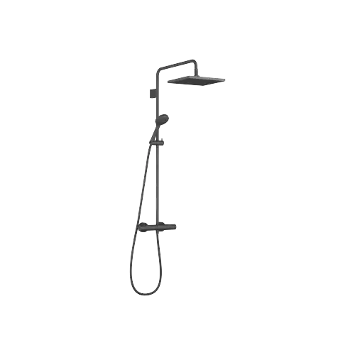 Showerpipe Application with shower thermostat 300 x 240 mm - Matte Black - Set containing 2 articles