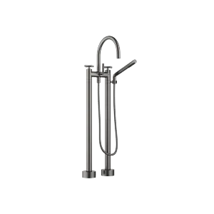 TARA Two-hole bath mixer for free-standing assembly with hand shower set - Brushed Dark Platinum - 25 943 892-99