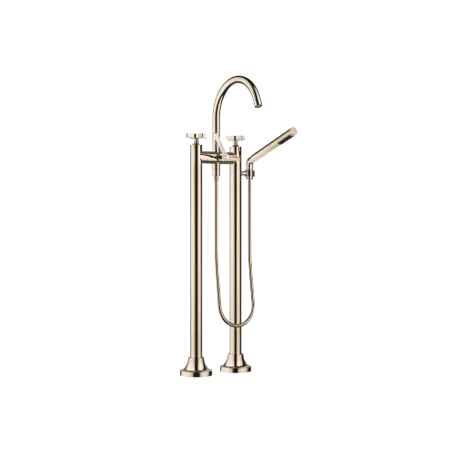 VAIA Two-hole bath mixer for free-standing assembly with hand shower set - Champagne (22kt Gold) - 25 943 809-47 0050