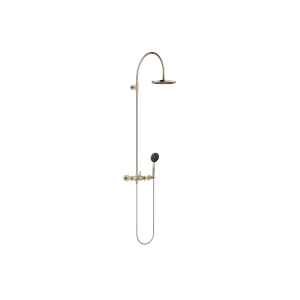 TARA Brushed Champagne 22kt Gold Shower Faucets Showerpipe With Shower Mixer 220 Mm