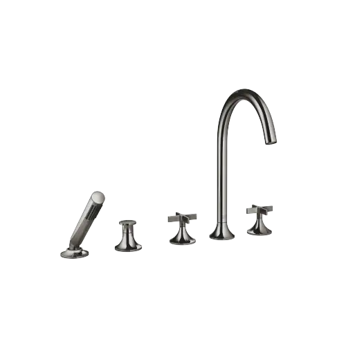 VAIA Five-hole bath mixer for deck mounting with diverter - Dark Chrome - 27 522 809-19