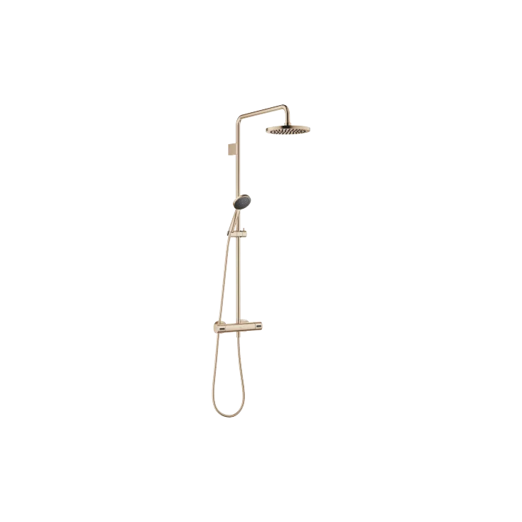 Showerpipe with shower thermostat - Brushed Light Gold - Set containing 2 articles