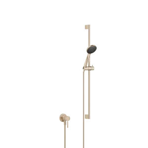 Concealed single-lever mixer with integrated shower connection with shower set - Brushed Champagne (22kt Gold) - Set containing 2 articles