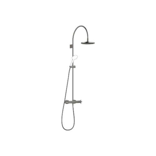 TARA Showerpipe with shower thermostat without hand shower FlowReduce 220 mm - Brushed Dark Platinum - 34 463 892-99 0050
