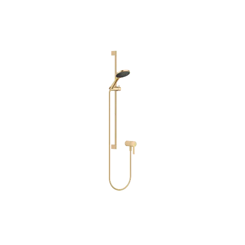 Concealed single-lever mixer with integrated shower connection with shower set - Brushed Durabrass (23kt Gold) - Set containing 2 articles
