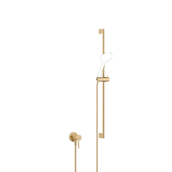 Mitigeur monocommande encastré avec raccord de douche intégré avec garniture de douche sans douchette - Laiton brossé (Or 23cts) - 36 013 660-28
