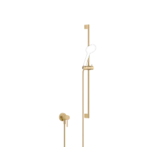 Mitigeur monocommande encastré avec raccord de douche intégré avec garniture de douche sans douchette - Laiton brossé (Or 23cts) - 36 013 660-28