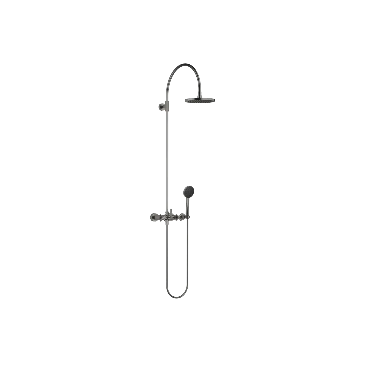 TARA Showerpipe con miscelatore doccia 220 mm - Dark Platinum spazzolato - Set contenente 2 articoli