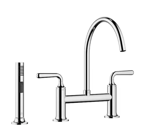 VAIA Two-hole bridge mixer with side spray set - Chrome - Set containing 2 articles