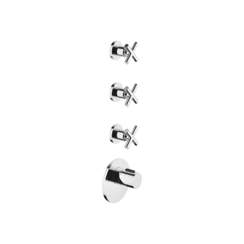TARA xTOOL Thermostat module with 3 valves - Chrome - Set containing 4 articles