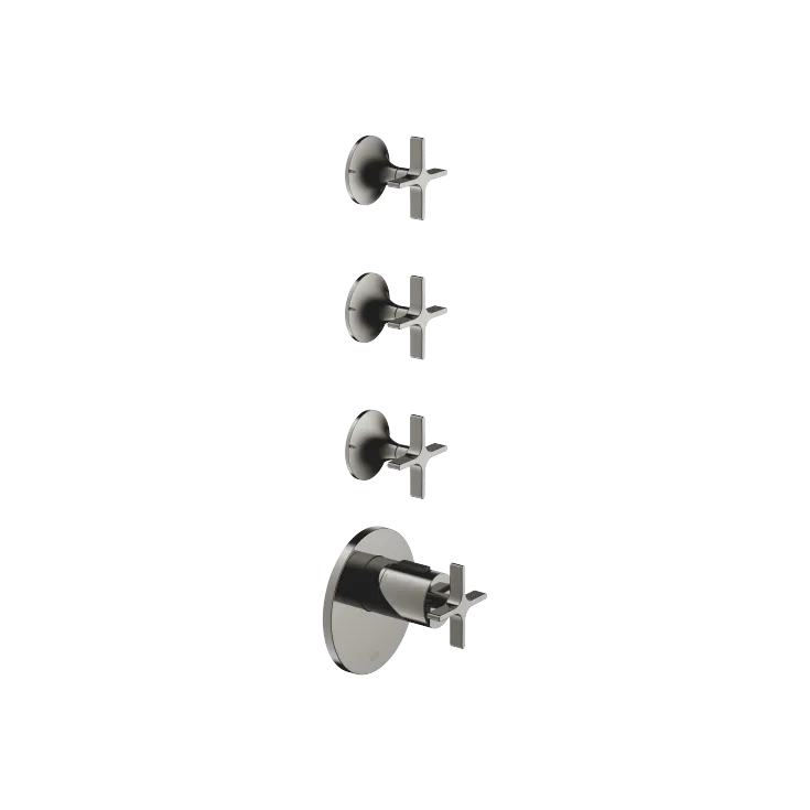 VAIA xTOOL Thermostatmodul mit 3 Ventilen - Dark Chrome - Set aus 4 Artikeln