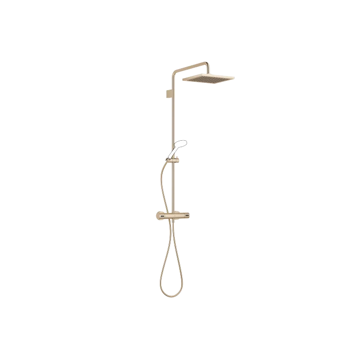 Showerpipe with shower thermostat without hand shower - Brushed Light Gold - 34 459 980-27