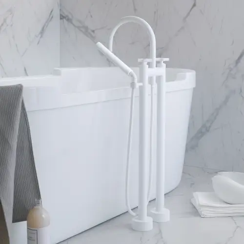 TARA Two-hole bath mixer for free-standing assembly with hand shower set - Dark Chrome - 25 943 892-19
