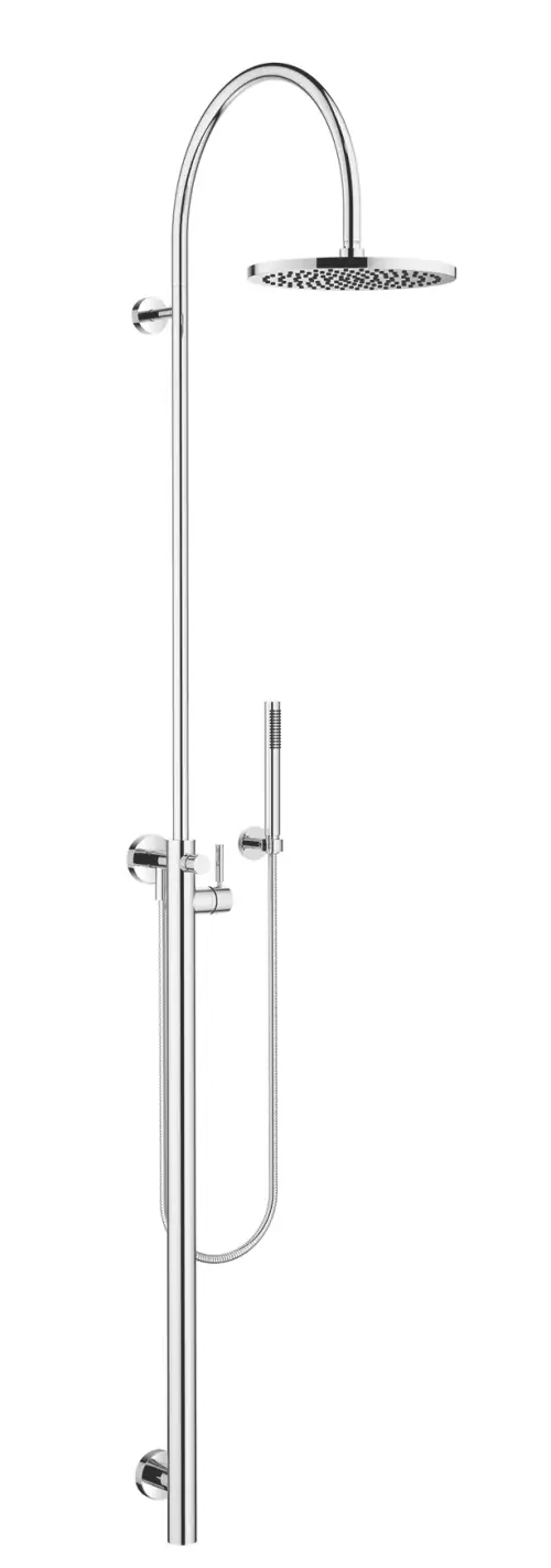 Duschstele mit Brause-Einhandbatterie - Champagne gebürstet (22kt Gold) - Set aus 2 Artikeln