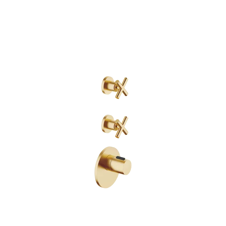 TARA xTOOL Modulo termostato con 2 rubinetti - Ottone spazzolato (Oro 23k) - Set contenente 3 articoli