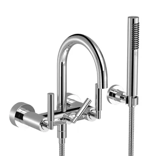 TARA Bath mixer for wall mounting with hand shower set - Champagne (22kt Gold) - 25 133 882-47 0050