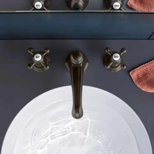 MADISON Batería americana de lavabo con válvula automática - Platino cepillado - 20 700 360-06