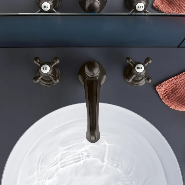 MADISON Three-hole basin mixer with pop-up waste - Brushed Platinum - 20 700 360-06