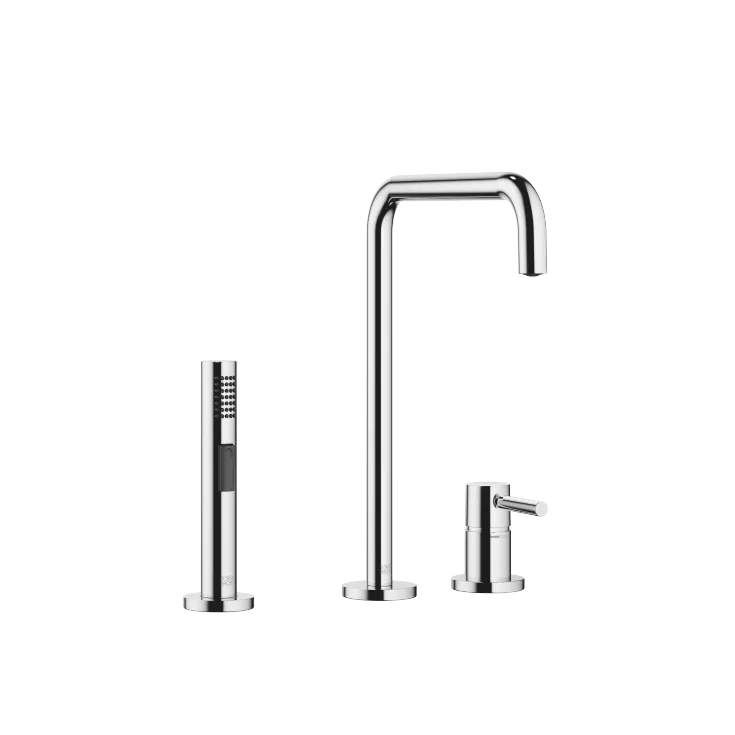 META SQUARE Two-hole mixer with individual flanges with side spray set - Chrome - Set containing 2 articles