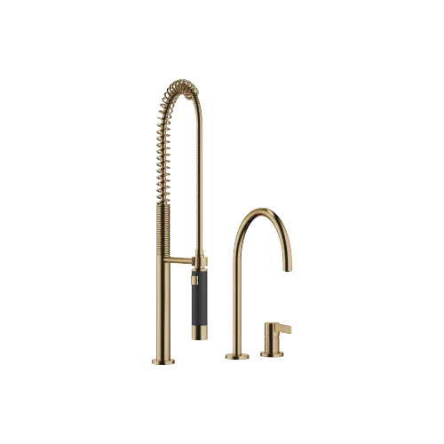 TARA ULTRA Mitigeur à deux trous avec rosaces individuelles avec douchette pendulaire - Dark Brass brossé (PVD) - Set contenant 2 articles