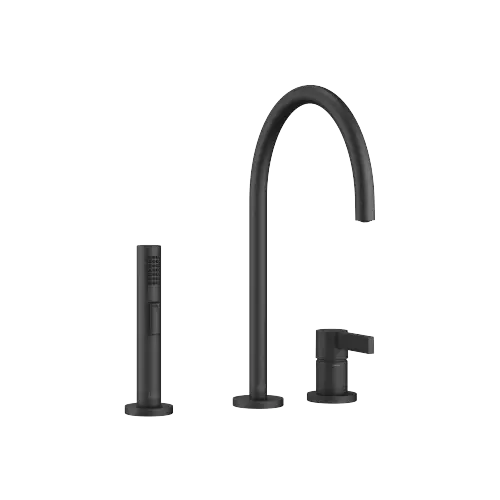 TARA ULTRA Two-hole mixer with individual flanges with side spray set - Matte Black - Set containing 2 articles