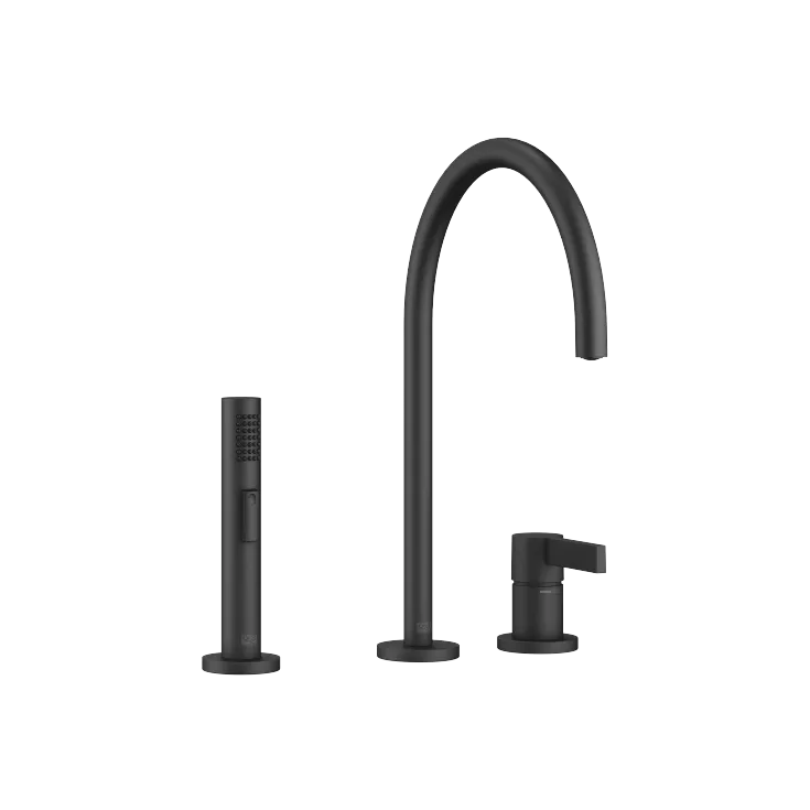 TARA ULTRA Two-hole mixer with individual rosettes with rinsing spray set - Matte Black - Set containing 2 articles
