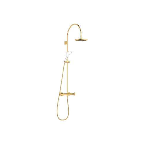 VAIA Showerpipe mit Brause-Thermostat ohne Handbrause FlowReduce 220 mm - Messing gebürstet (23kt Gold) - 34 464 809-28