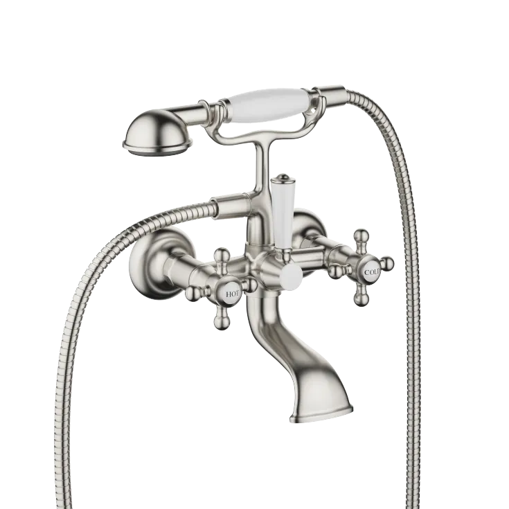 MADISON Bath mixer for wall mounting with hand shower set - Brushed Platinum - 25 023 360-06