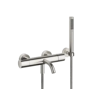 META Termostato de bañera para montaje a pared con juego de ducha de mano - Platino cepillado - 34 234 979-06