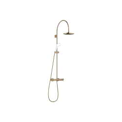 VAIA Showerpipe with shower thermostat without hand shower FlowReduce 220 mm - Brushed Dark Brass (PVD) - 34 464 809-39 0070