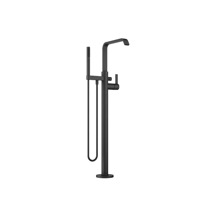 IMO Single-lever bath mixer with stand pipe for free-standing assembly with hand shower set - Matte Black - 25 863 671-33