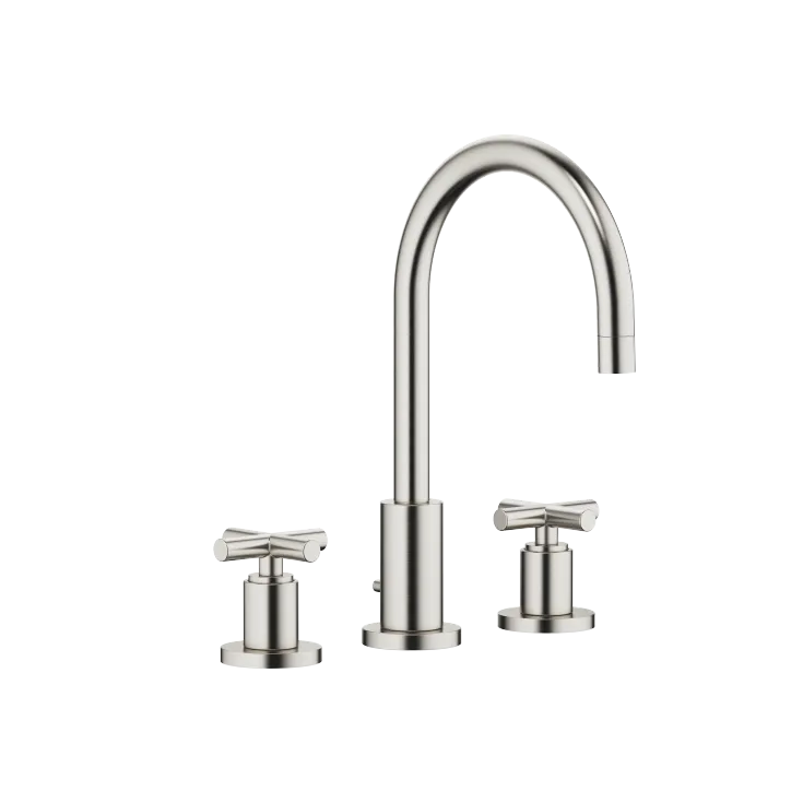 TARA Three-hole basin mixer with pop-up waste - Brushed Platinum - 20 713 892-06
