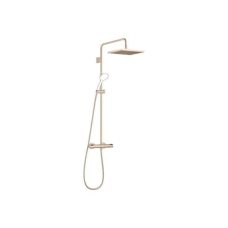 Shower pipe with shower thermostat without hand shower - Brushed Light Gold - 34 464 980-27 0010