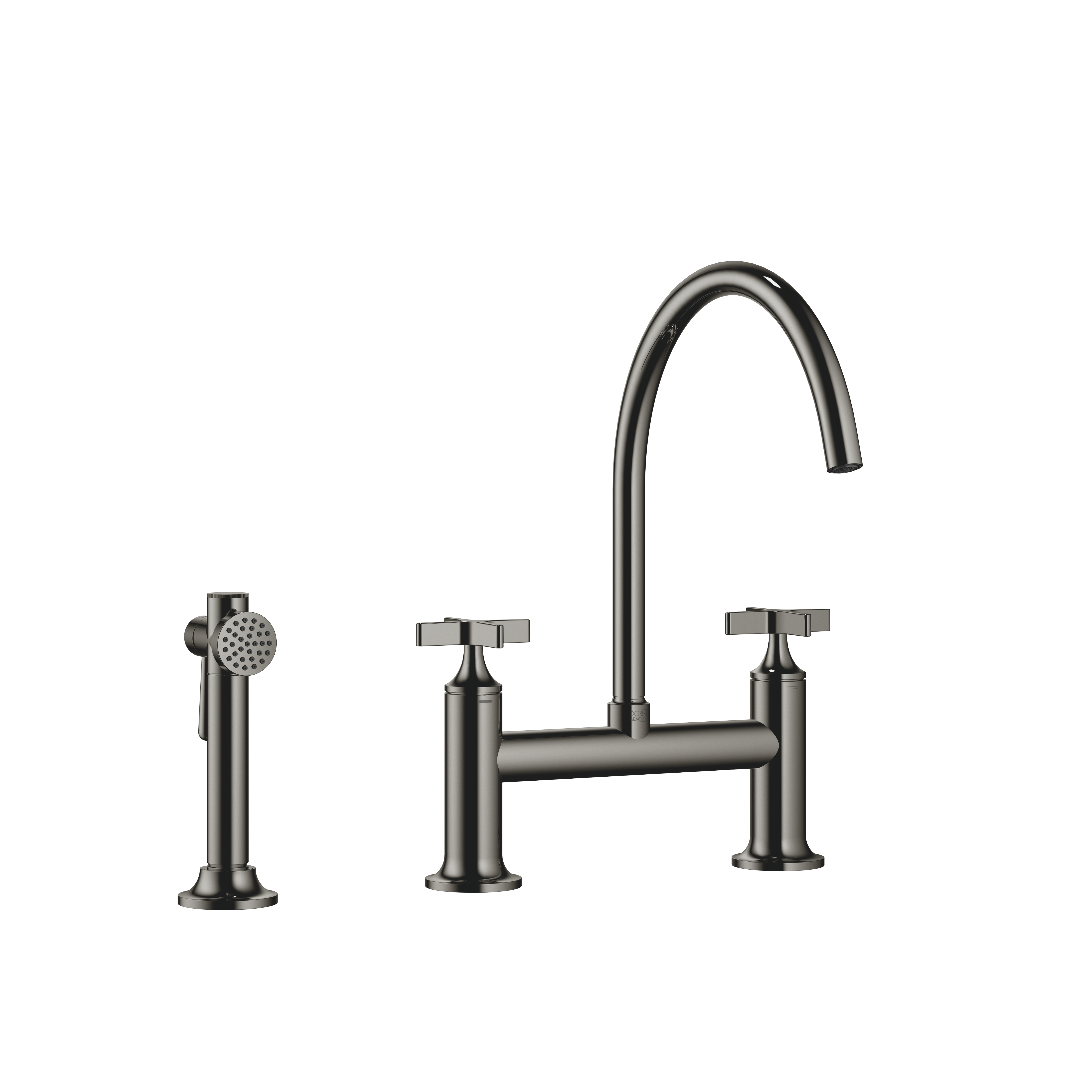 VAIA Dark Chrome : Two-hole bridge mixer with rinsing spray set