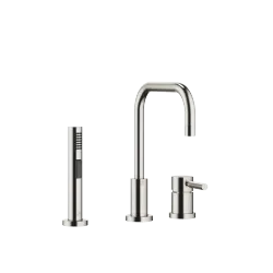 META 02 Two-hole mixer with individual rosettes with rinsing spray set - Brushed Platinum - Set containing 2 articles