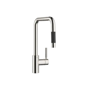 META SQUARE Single-lever mixer Pull-down with spray function - Platinum - 33 870 861-08
