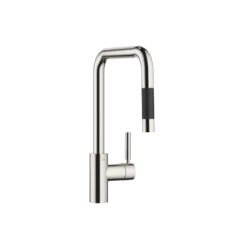 META SQUARE Single-lever mixer Pull-down with spray function - Platinum - 33 870 861-08