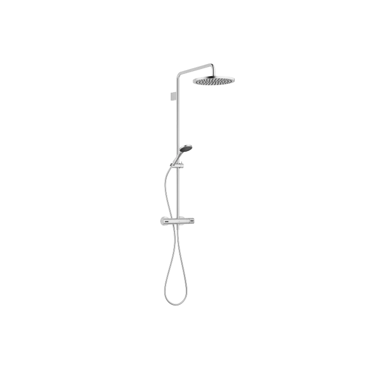 Showerpipe with shower thermostat - Brushed Chrome - Set containing 2 articles